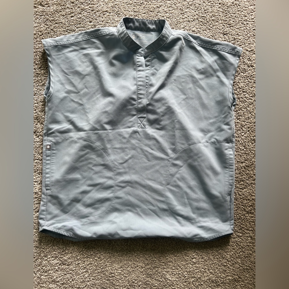 Figs Light Blue Short Sleeve Scrub Top